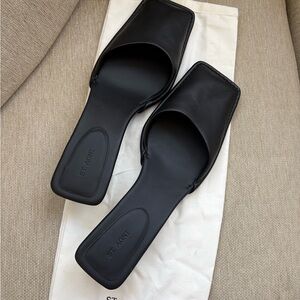 St. Agni Women's Black Leather Mules
